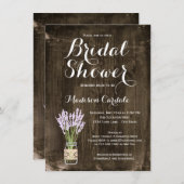 Rustieke hout Mason Jar bruids douche uitnodiginge Kaart (Voorkant / Achterkant)