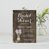 Rustieke hout Mason Jar bruids douche uitnodiginge Kaart (Staand voorkant)