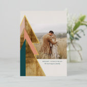 Rustieke hout minimale kerstboom foto folie feestdagenkaart (Staand Voorkant)