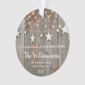 RUSTIEKE HOUT REDELIJK VERLICHT TIN GARLAND HUISVE ORNAMENT (voorkant)