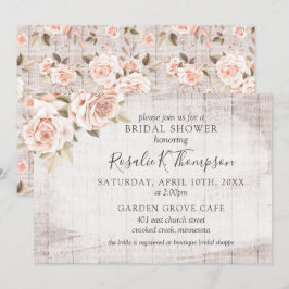 Rustieke Hout & Romantische Rozen Cottage Bruidsme Kaart