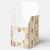 Rustieke hout roze rozen gestreept bloemige gunst  bedankdoosjes (Geopend)