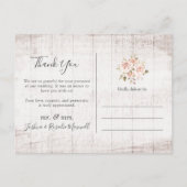 Rustieke Hout & Rozen Shabby Bruiloft Bedank Foto Briefkaart (Achterkant)