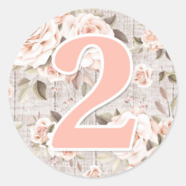 Rustieke Hout & Shabby Chic Rozen 2e Verjaardagsfe Ronde Sticker
