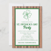 Rustieke hout & Shamrock St. Patrick's Day-feest Kaart (Voorkant)