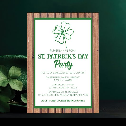 Rustieke hout & Shamrock St. Patrick's Day-feest Kaart