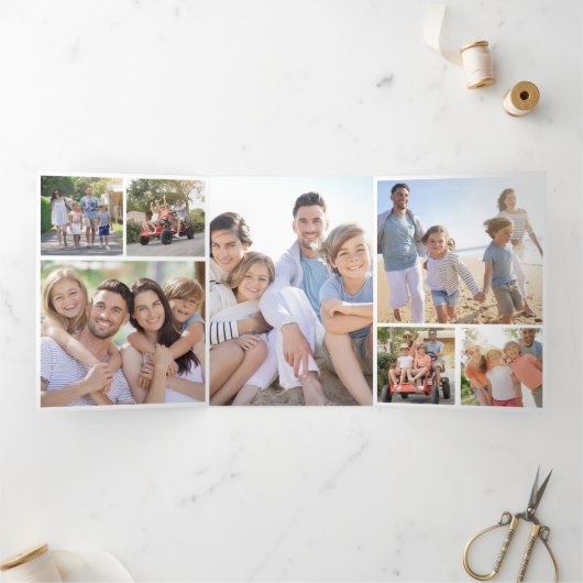 Rustieke hout sneeuwvlokken vrolijk kerst foto's drieluik wenskaart (Binnen)