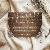 Rustieke hout twinkellichtjes bruiloft details informatiekaartje