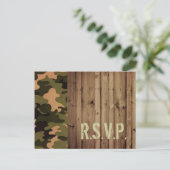 rustieke hout western country Camo Trouw-rsvp Uitnodiging Briefkaart (Staand voorkant)