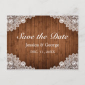 Rustieke Hout & Witte Kant Trouwdag Aankondigingskaart (Voorkant)