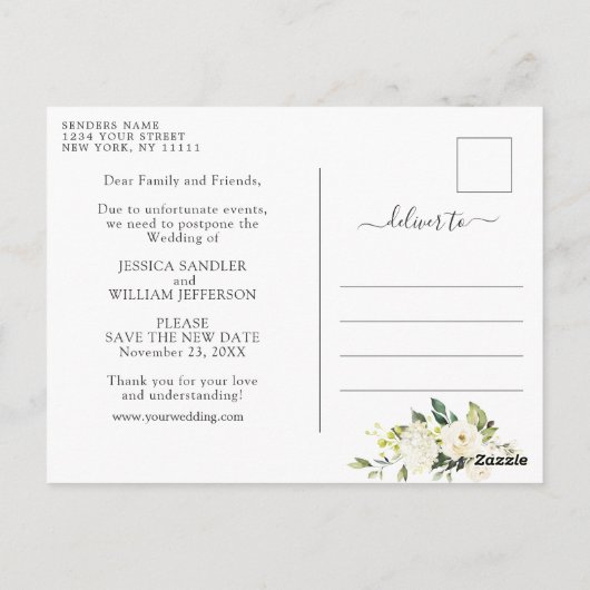 Rustieke hout & witte rozen lantaarn Verandering v Briefkaart (Achterkant)