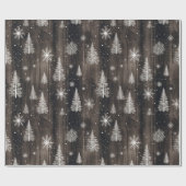 Rustieke hout witte sneeuwvlokken cadeaupapier (Vlak)