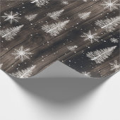 Rustieke hout witte sneeuwvlokken cadeaupapier (Hoek)