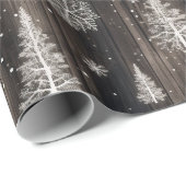 Rustieke hout witte sneeuwvlokken cadeaupapier (Rol Hoek)