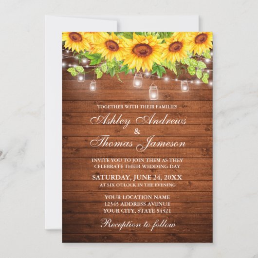 Rustieke hout Zonnebloem Bloemenpot Lights Foto Kaart (Voorkant)