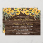 Rustieke hout zonnebloem bruiloft douche kaart (Voorkant / Achterkant)