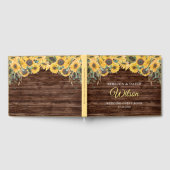 Rustieke hout zonnebloem bruiloft gastenboeken (Volledig)