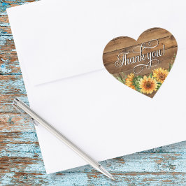 Rustieke Hout Zonnebloem Dank je! Sticker