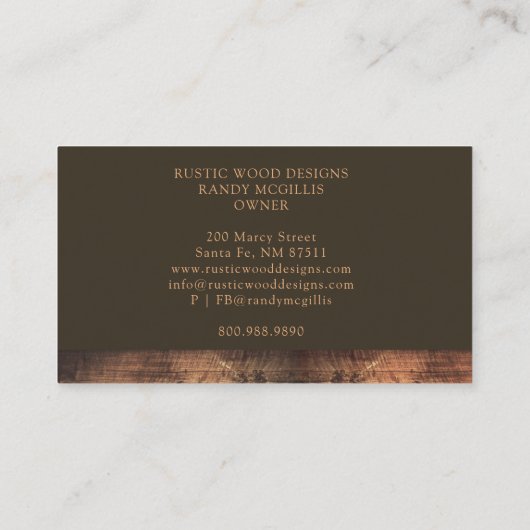 Rustieke houtbewerker Carpenter Visitekaartje (Achterkant)