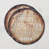 Rustieke houtblok gesneden boom aangepaste kerstbe feestdagenkaart (Voorkant / Achterkant)