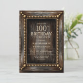 Rustieke Houten 100e Verjaardagsfeestje Kaart (Staand voorkant)