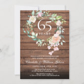 Rustieke houten 45e 65e huwelijksjubileum bloem kaart (Voorkant)