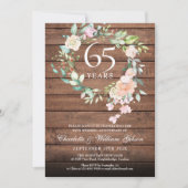 Rustieke houten 45e 65e huwelijksjubileum bloemstu kaart (Voorkant)
