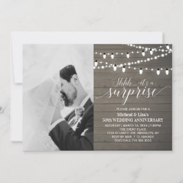 Rustieke Houten 50e Foto Huwelijksverjaardag Kaart