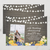 Rustieke Houten 50e Foto Huwelijksverjaardag Kaart (Voorkant / Achterkant)