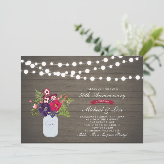 Rustieke Houten 50e Verjaardag Trouwdag Jubileum Kaart (Staand voorkant)