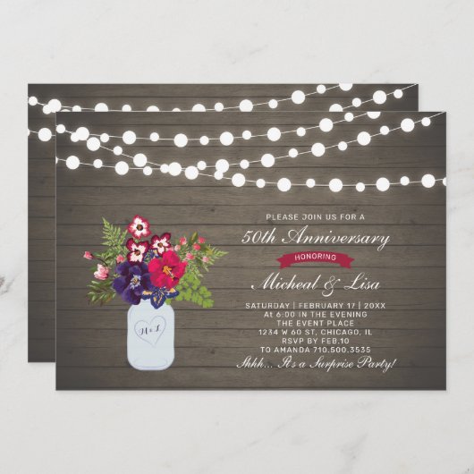 Rustieke Houten 50e Verjaardag Trouwdag Jubileum Kaart (Voorkant / Achterkant)