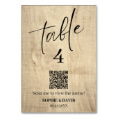 Rustieke houten aangepaste QR bruiloft Kaart (Achterkant)