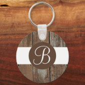 Rustieke houten aanpasbare monogram sleutelhanger (Voorkant)
