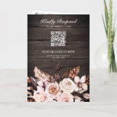 Rustieke Houten Aardse Ivoren Bloemrijke QR Code B (Achterkant)