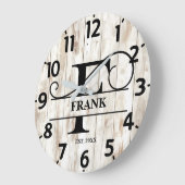 Rustieke houten achtergrond F Monogram Grote Klok (Hoek)