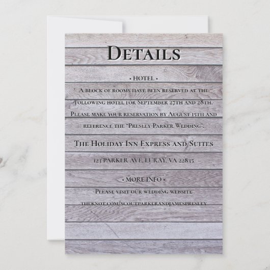 Rustieke houten achtergrond met bloemen en een spo kaart (Achterkant)