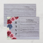 Rustieke houten achtergrond met bloemen RSVP kaartje (Voorkant / Achterkant)