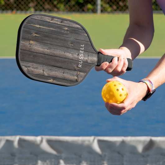 Rustieke houten afdruk gepersonaliseerd pickleball paddle (Insitu)