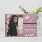  rustieke houten Afstuderen foto Sla de datum Kaart (Staand voorkant)