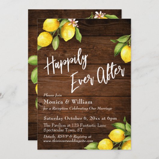 Rustieke houten aquarel citroenen Moge het altijd  Kaart (Voorkant / Achterkant)