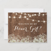 Rustieke Houten Baby's Breath Landelijke Bloemenme Kaart (Voorkant)