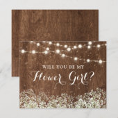 Rustieke Houten Baby's Breath Landelijke Bloemenme Kaart (Voorkant / Achterkant)