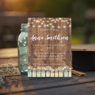Rustieke Houten Baby's Breath Mason Pot Afstudeerc Kaart