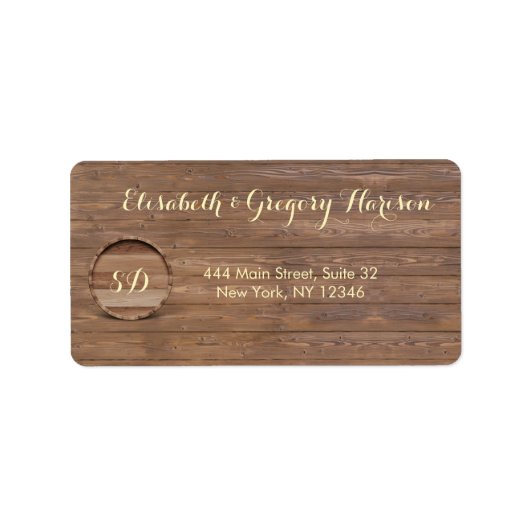 Rustieke Houten Barrel Wedding Custom Etiket (Voorkant)
