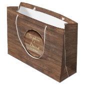 Rustieke Houten Barrel Wedding Custom Monogram Large Cadeautasje (Achterkant Gekanteld)