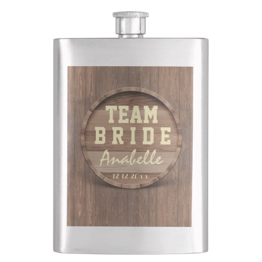 Rustieke Houten Barrel Wedding Favoriet TEAM BRUID Flacon (Voorkant)