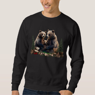 Rustieke Houten Beerfamilie Knusse Basis Sweater