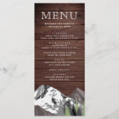 Rustieke Houten Bergbos Bruiloft Menu (Voorkant)