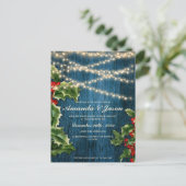 Rustieke houten bessen Kerst trouw uitnodiging (Staand voorkant)