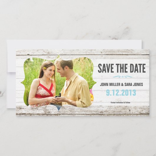 Rustieke Houten Bewaar De Datum Save The Date (Voorkant)